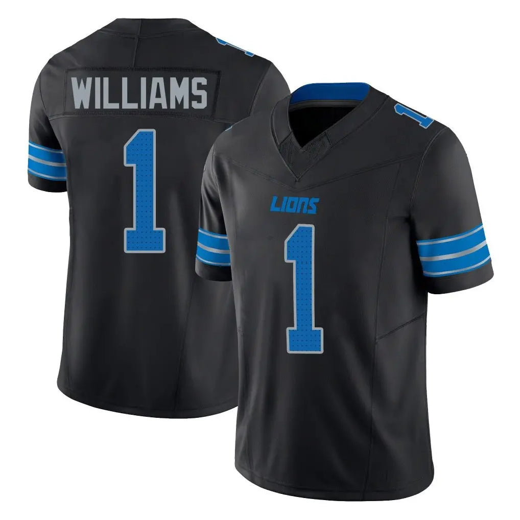 tocy D.Lions #1 Jameson Williams Player Black Alternate Vapor F.U.S.E. Limited Home Game Stitched Jerseys