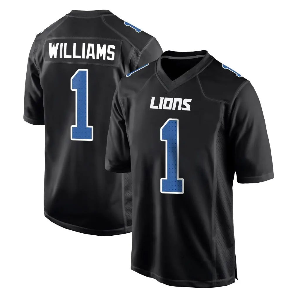 tocy D.Lions #1 Jameson Williams Player Black Fashion Home Game Stitched Jerseys