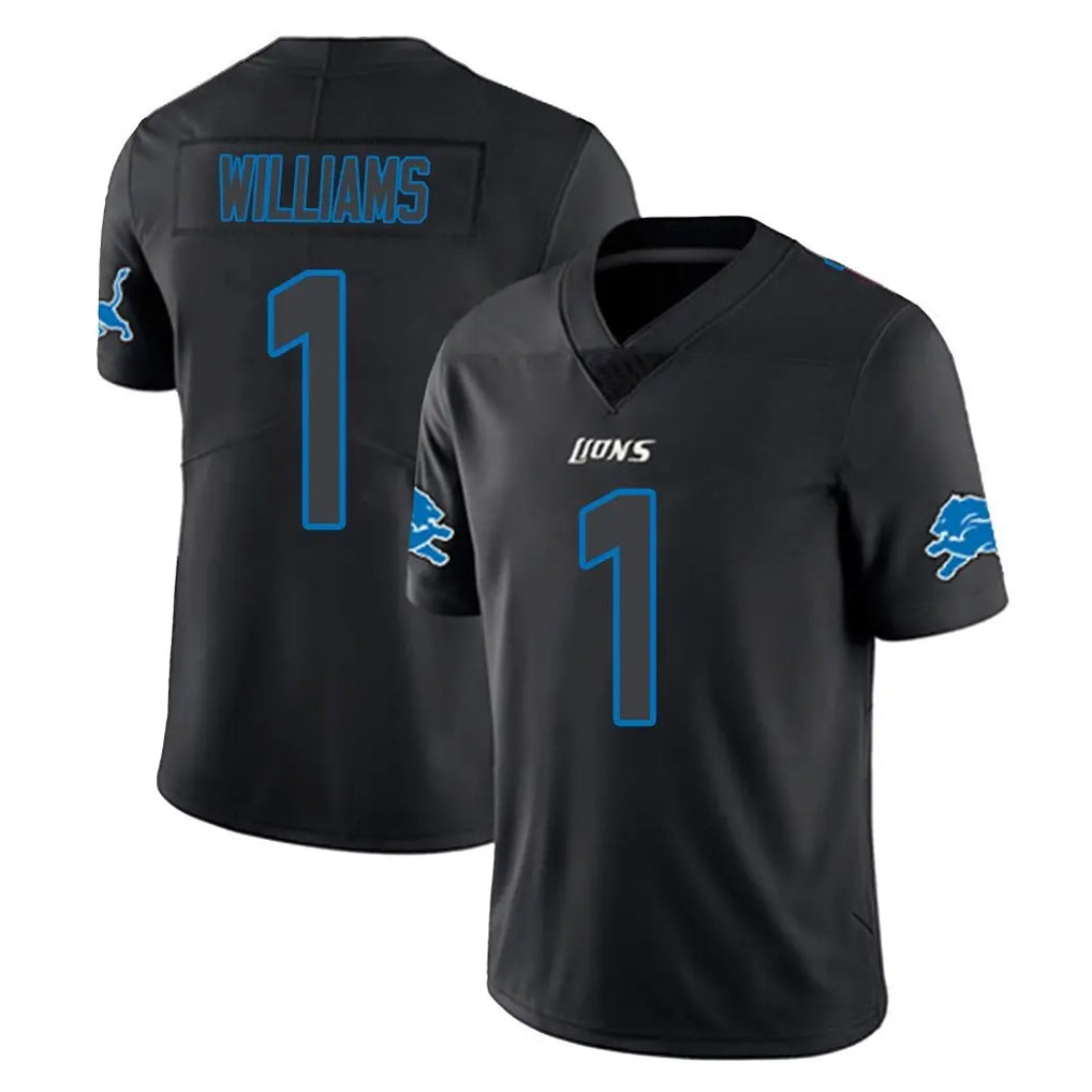 tocy D.Lions #1 Jameson Williams Player Black Impact Limited Home Game Stitched Jerseys