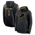 tocy D.Lions #1 Jameson Williams Player Black Salute to Service Hoodies Limited Game Stitched Jerseys