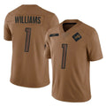 tocy D.Lions #1 Jameson Williams Player Brown Salute To Service Limited Stitched Jerseys