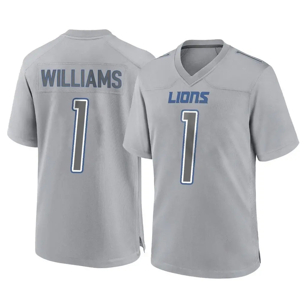 tocy D.Lions #1 Jameson Williams Player Gray Atmosphere Fashion Home Game Stitched Jerseys