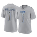tocy D.Lions #1 Jameson Williams Player Gray Atmosphere Fashion Home Game Stitched Jerseys