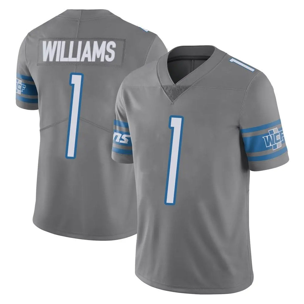 tocy D.Lions #1 Jameson Williams Player Gray Vapor Untouchable Limited Home Game Stitched Jerseys