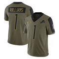 tocy D.Lions #1 Jameson Williams Player Olive Salute To Service Limited Game Stitched Jerseys