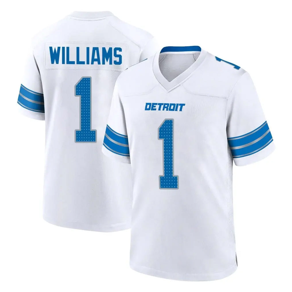 tocy D.Lions #1 Jameson Williams Player White Alternate Home Game Stitched Jerseys