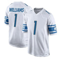 tocy D.Lions #1 Jameson Williams Player White Home Game Stitched Jerseys