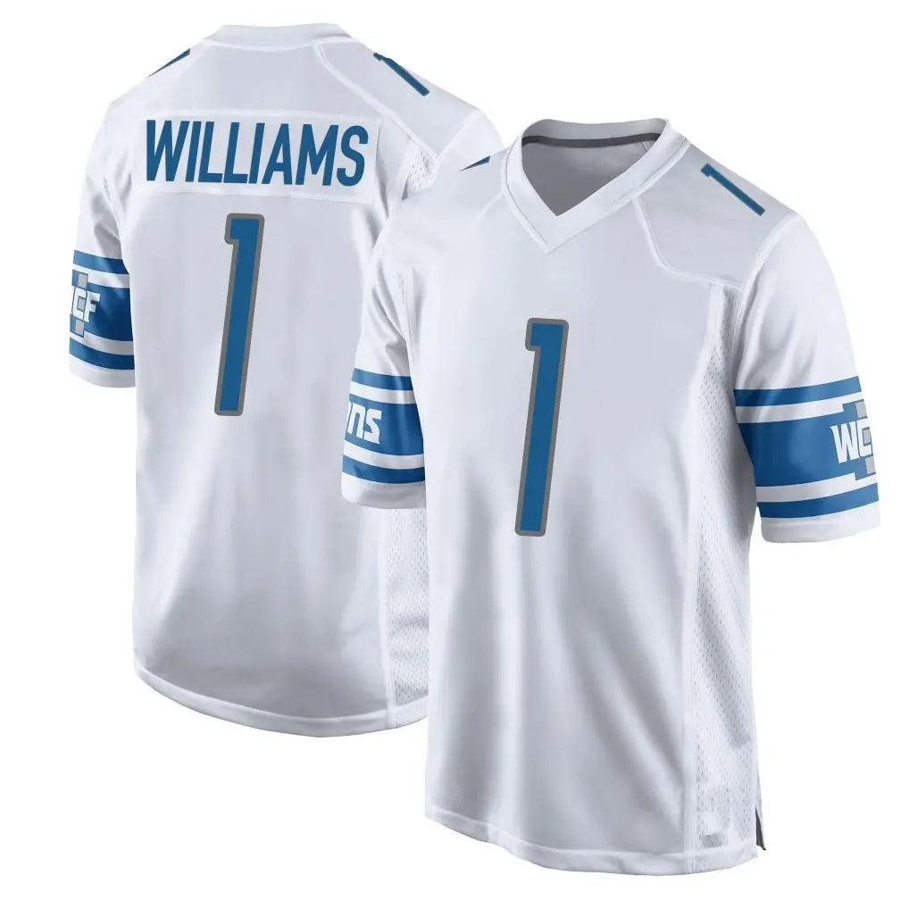 tocy D.Lions #1 Jameson Williams Player White Home Game Stitched Jerseys