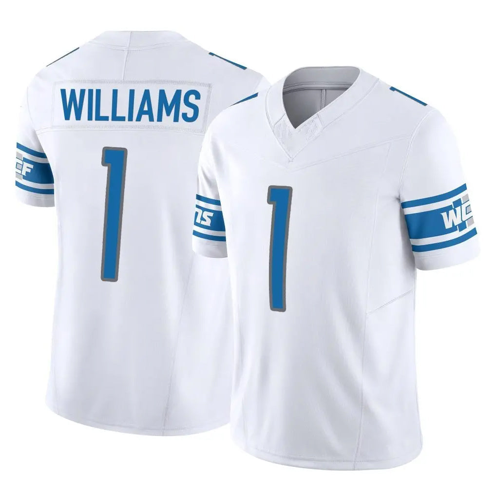 tocy D.Lions #1 Jameson Williams Player White Vapor F.U.S.E. Limited Home Game Stitched Jerseys
