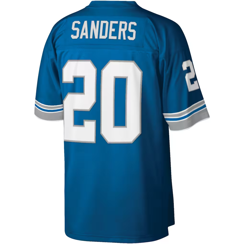 tocy D.Lions #20 Barry Sanders Mitchell & Ness Blue Legacy Replica Stitched Puhic Jersey