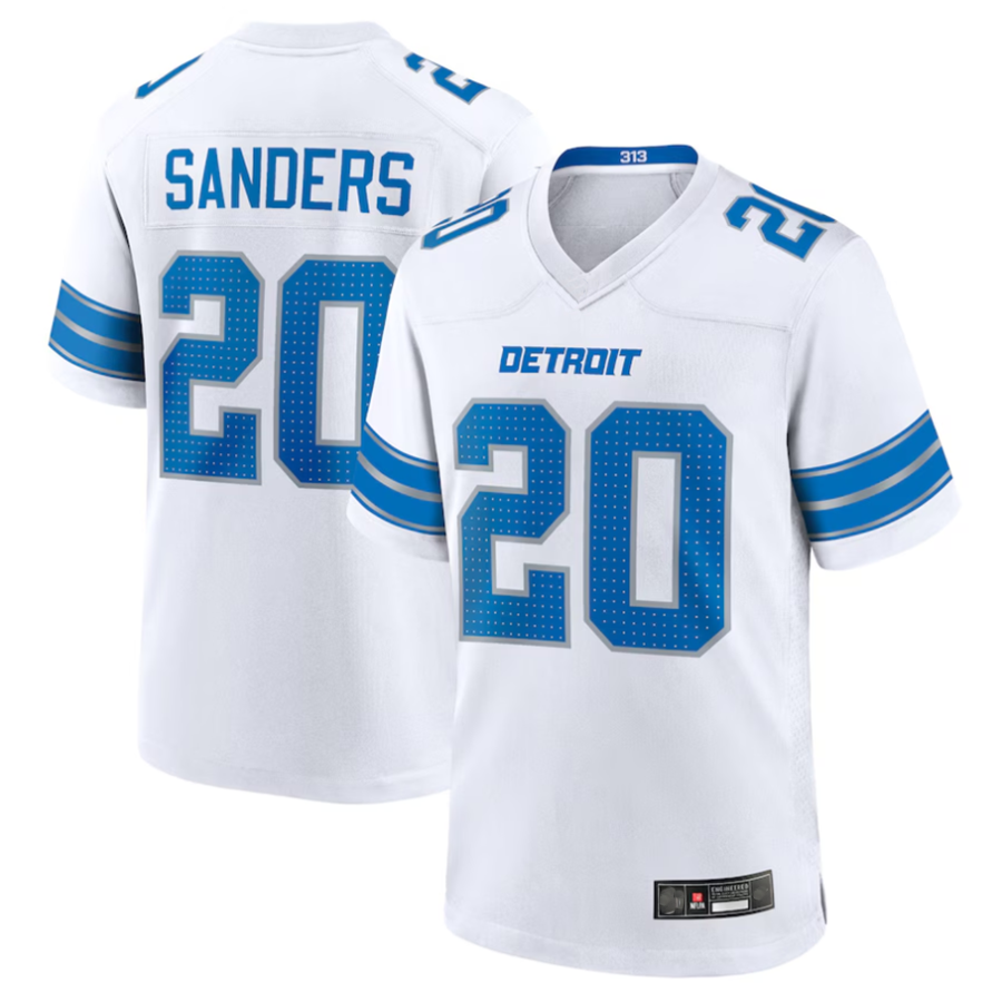 tocy D.Lions #20 Barry Sanders Player White Game Stitched Jerseys