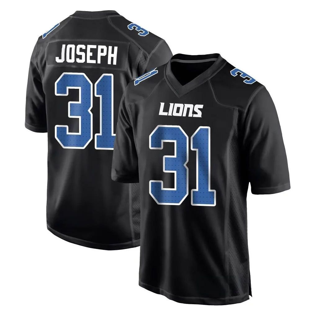 tocy D.Lions #31 Kerby Joseph Player Black Fashion Home Game Stitched Jerseys
