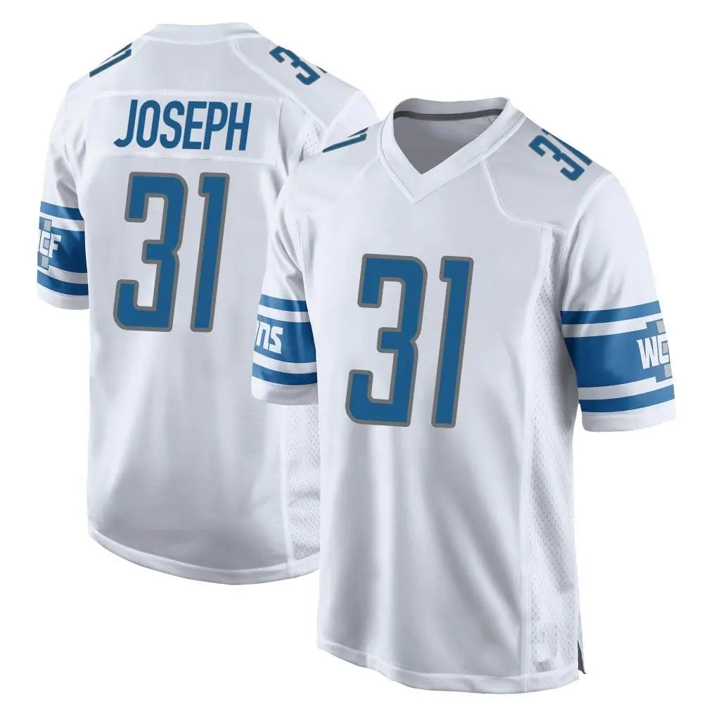 tocy D.Lions #31 Kerby Joseph Player White Home Game Stitched Jerseys