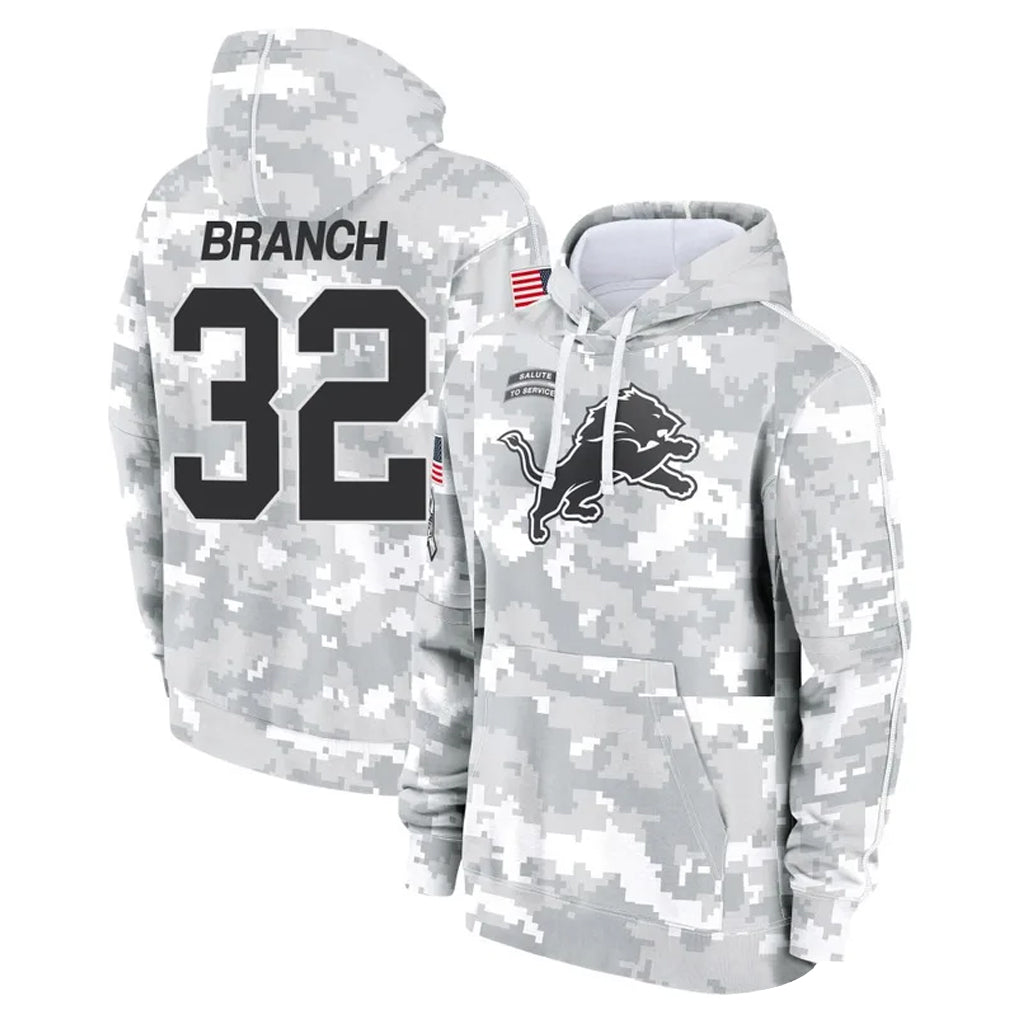 tocy D.Lions #32 Brian Branch Player Arctic Camo Salute to Service Hoodies Limited Game Stitched Jerseys