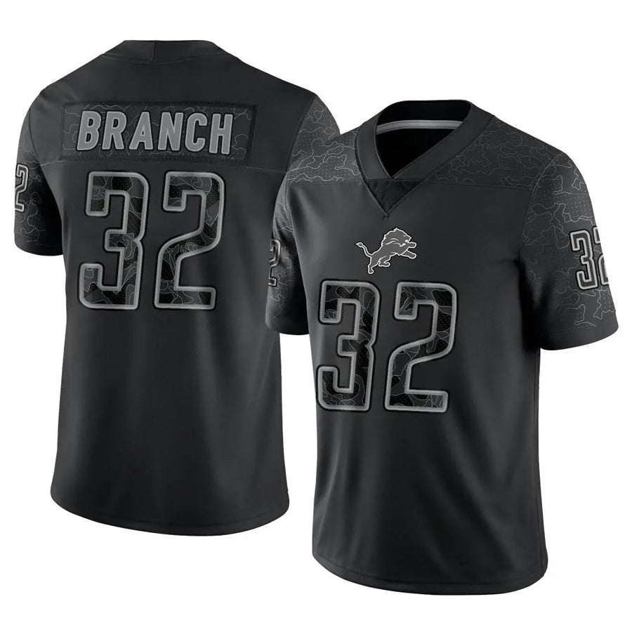 tocy D.Lions #32 Brian Branch Player Black REFLECTIVE Limited Stitched Jerseys