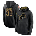 tocy D.Lions #32 Brian Branch Player Black Salute to Service Hoodies Limited Game Stitched Jerseys