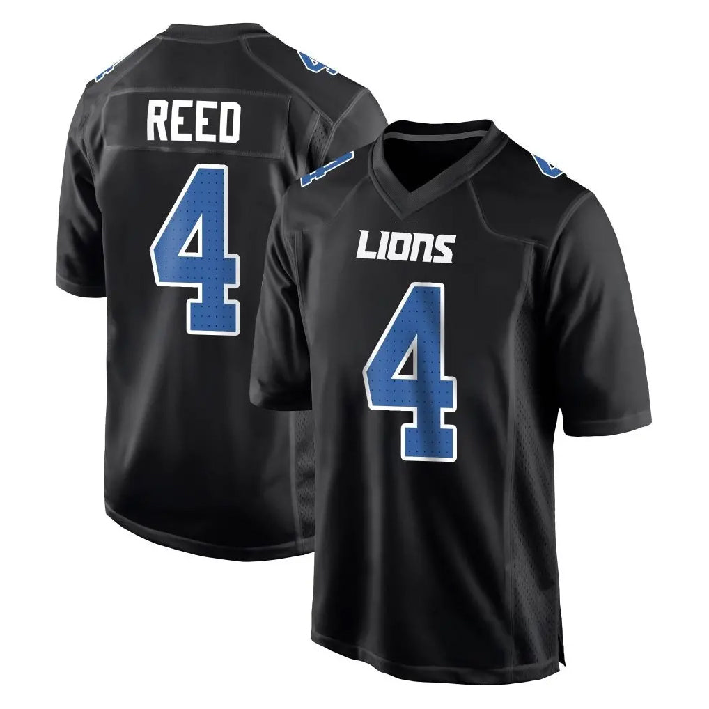 tocy D.Lions #4 D.J. Reed Player Black Fashion Home Game Stitched Jerseys