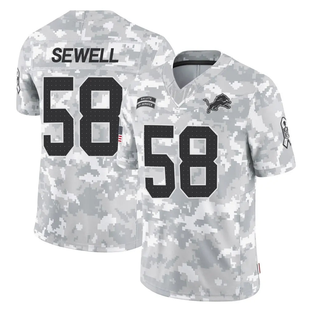 tocy D.Lions #58 Penei Sewell Player Arctic Camo Salute To Service Limited Stitched Jerseys