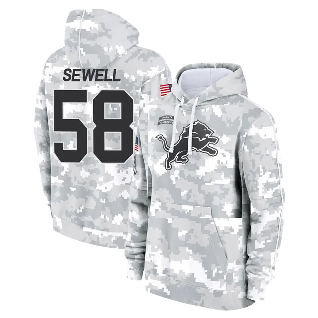 tocy D.Lions #58 Penei Sewell Player Arctic Camo Salute to Service Hoodies Limited Game Stitched Jerseys
