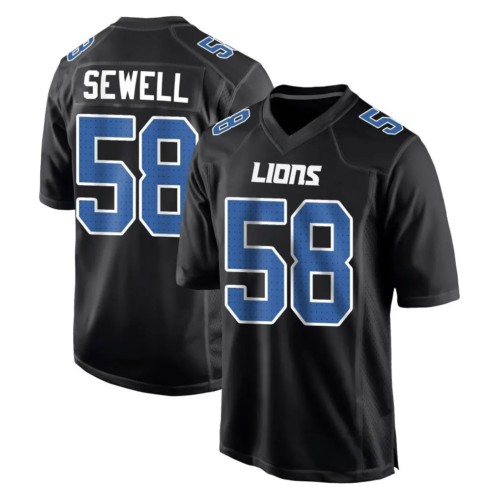 tocy D.Lions #58 Penei Sewell Player Black Fashion Home Game Stitched Jerseys