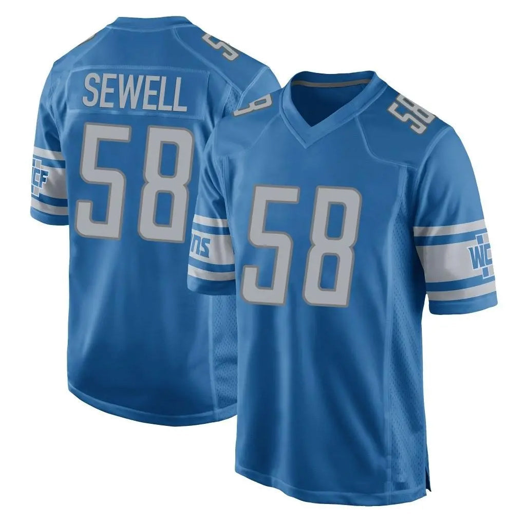 tocy D.Lions #58 Penei Sewell Player Blue Home Game Stitched Jerseys