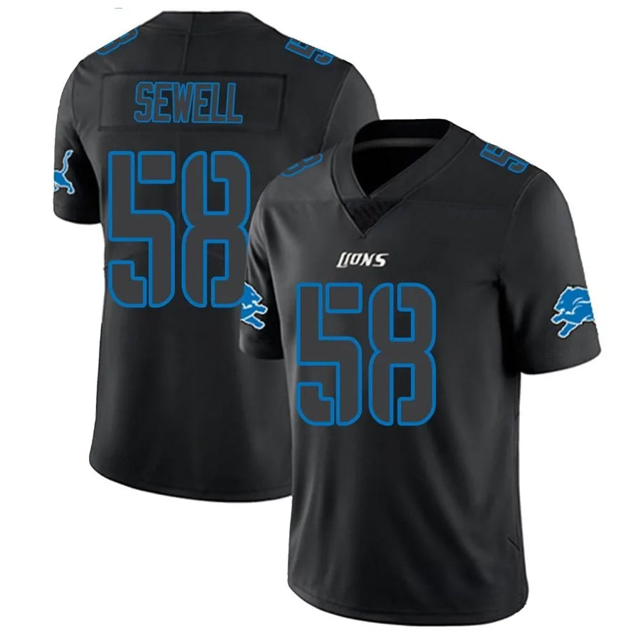 tocy D.Lions #58 Penei Sewell Player Limited Black Impact Stitched Jerseys
