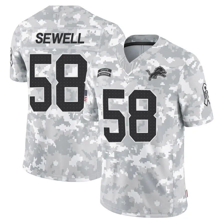 tocy D.Lions #58 Penei Sewell Player Salute to Service Limited Arctic Camo Stitched Jerseys