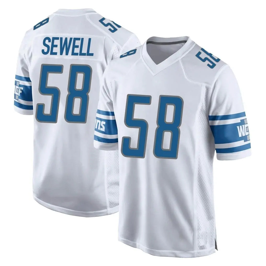 tocy D.Lions #58 Penei Sewell Player White Home Game Stitched Jerseys