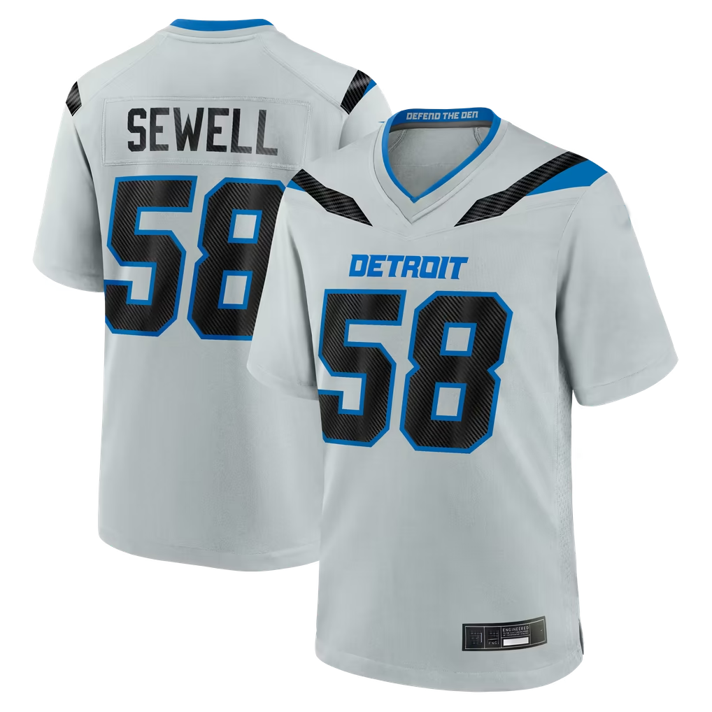 Tocy D.Lions #58 Penei Sewell Silver 2026 Rivalries Collection Game Stitched Jerseys
