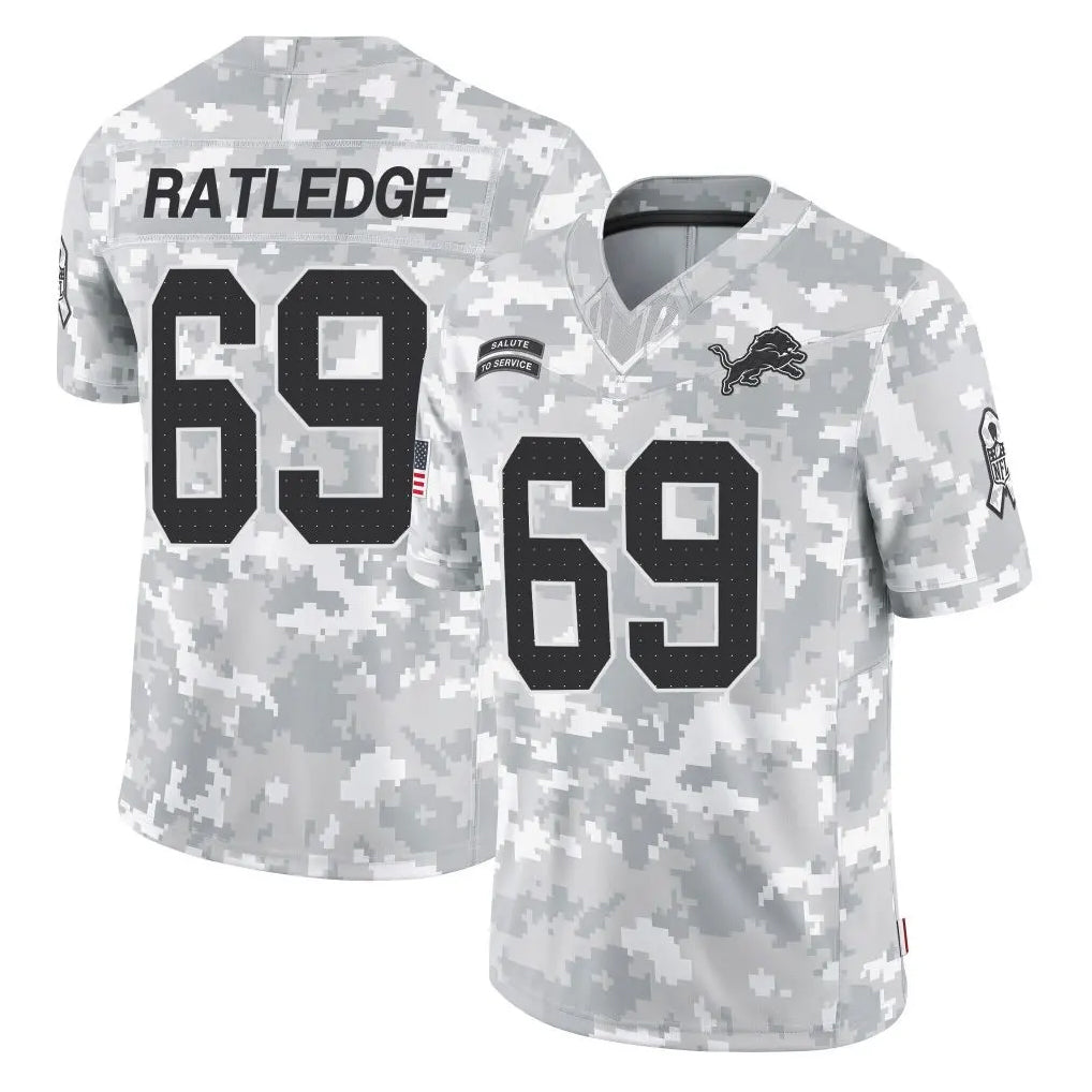 tocy D.Lions #69 Tate Ratledge Player Arctic Camo Salute To Service Limited Stitched Jerseys