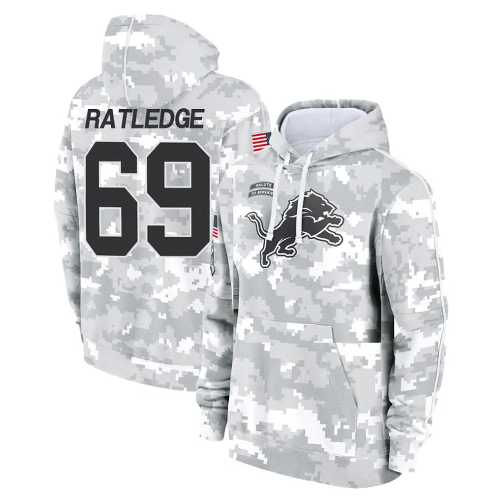 tocy D.Lions #69 Tate Ratledge Player Arctic Camo Salute to Service Hoodies Limited Game Stitched Jerseys