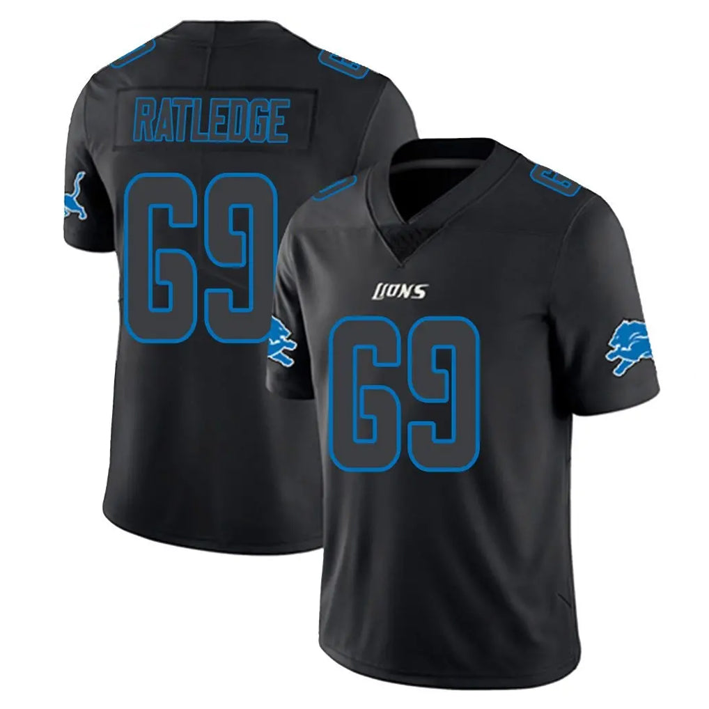 tocy D.Lions #69 Tate Ratledge Player Black Impact Limited Home Game Stitched Jerseys