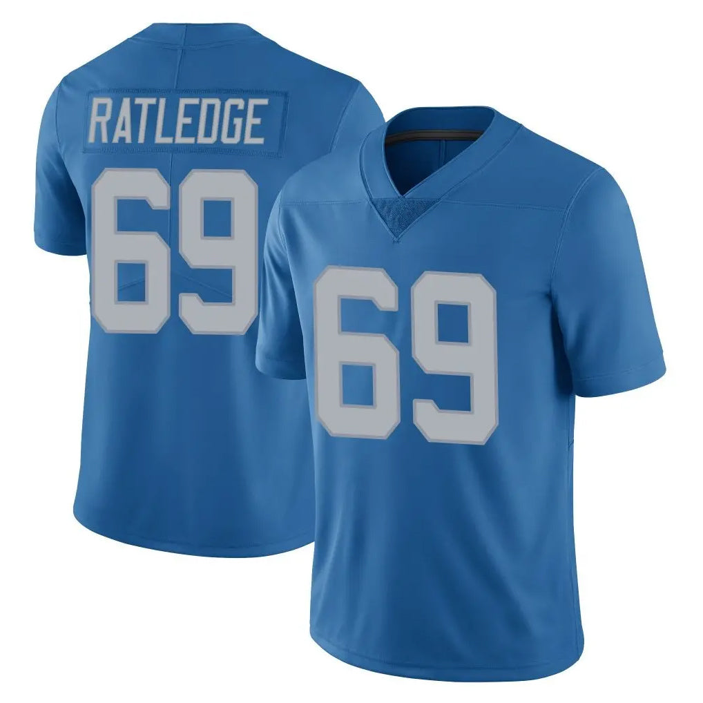 tocy D.Lions #69 Tate Ratledge Player Blue Limited Throwback Vapor Untouchable Stitched Jerseys