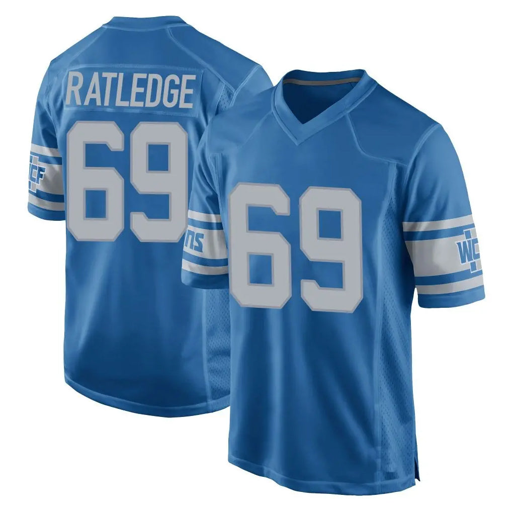 tocy D.Lions #69 Tate Ratledge Player Blue Vapor Untouchable Throwback Game Stitched Jerseys