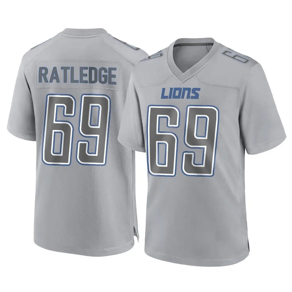 tocy D.Lions #69 Tate Ratledge Player Gray Atmosphere Fashion Home Game Stitched Jerseys