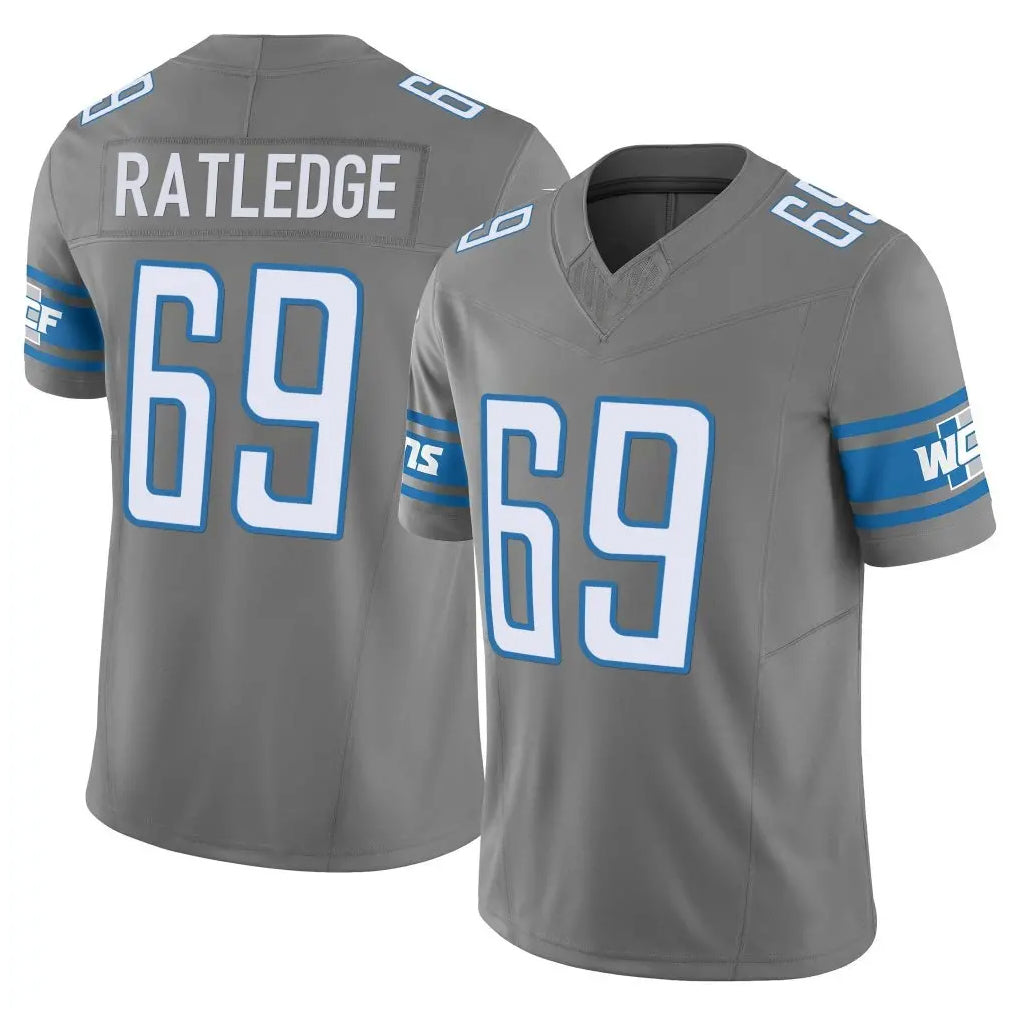 tocy D.Lions #69 Tate Ratledge Player Gray Vapor F.U.S.E. Limited Home Game Stitched Jerseys