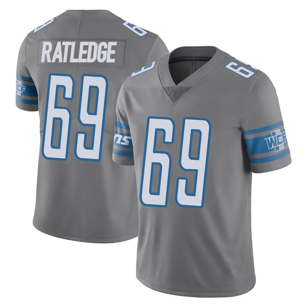 tocy D.Lions #69 Tate Ratledge Player Gray Vapor Untouchable Limited Home Game Stitched Jerseys