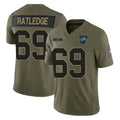 tocy D.Lions #69 Tate Ratledge Player Olive 2025 Salute To Service Limited Home Game Stitched Jerseys