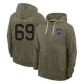 tocy D.Lions #69 Tate Ratledge Player Olive Salute to Service Pullover Hoodies Limited Stitched Jerseys