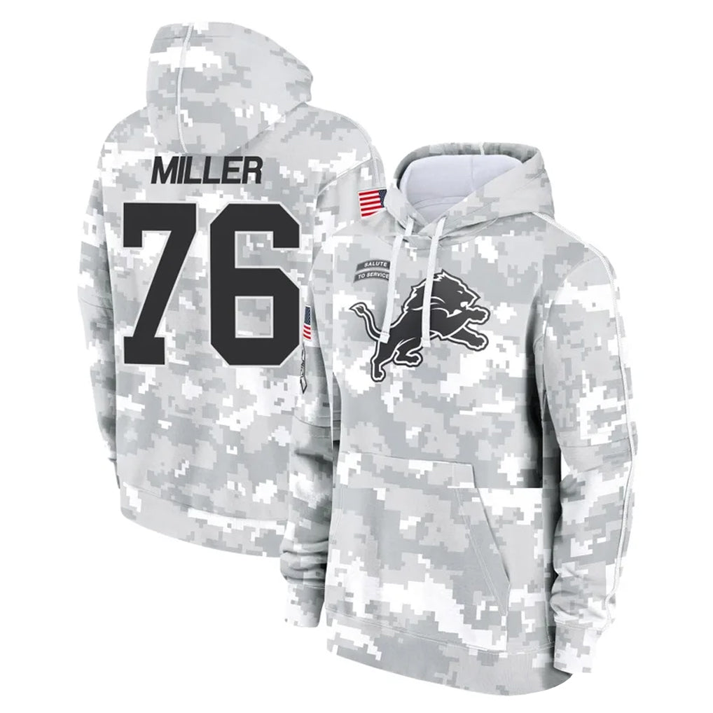 tocy D.Lions #76 Blake Miller Player Arctic Camo Salute to Service Hoodies Limited Game Stitched Jerseys