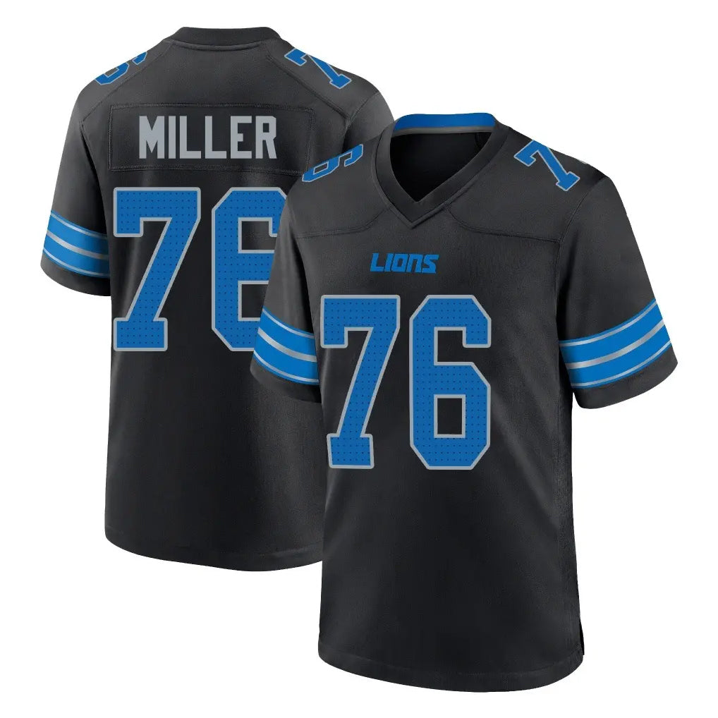tocy D.Lions #76 Blake Miller Player Black Alternate Home Game Stitched Jerseys