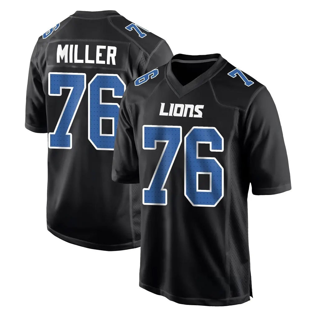 tocy D.Lions #76 Blake Miller Player Black Fashion Home Game Stitched Jerseys