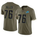 tocy D.Lions #76 Blake Miller Player Olive Salute To Service Limited Stitched Jerseys