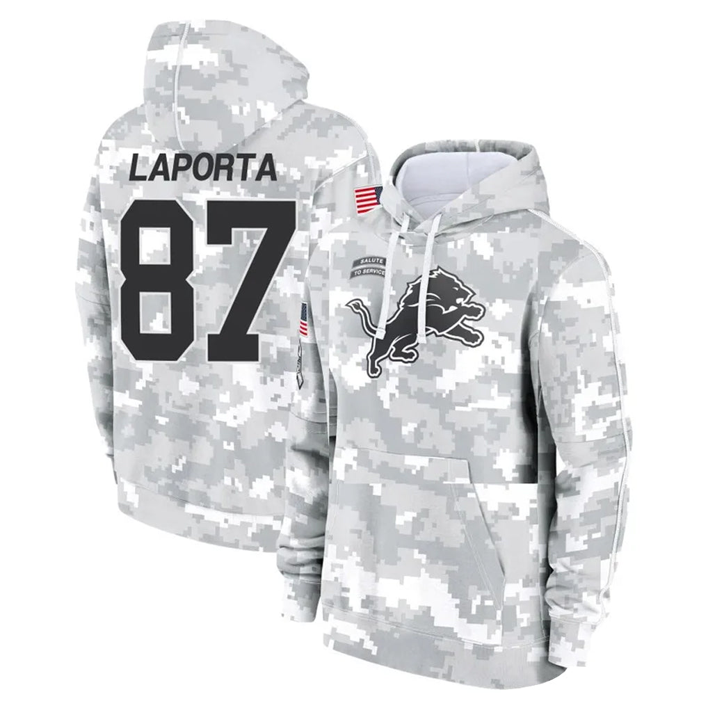 tocy D.Lions #87 Sam LaPorta Player Arctic Camo Salute to Service Hoodies Limited Game Stitched Jerseys