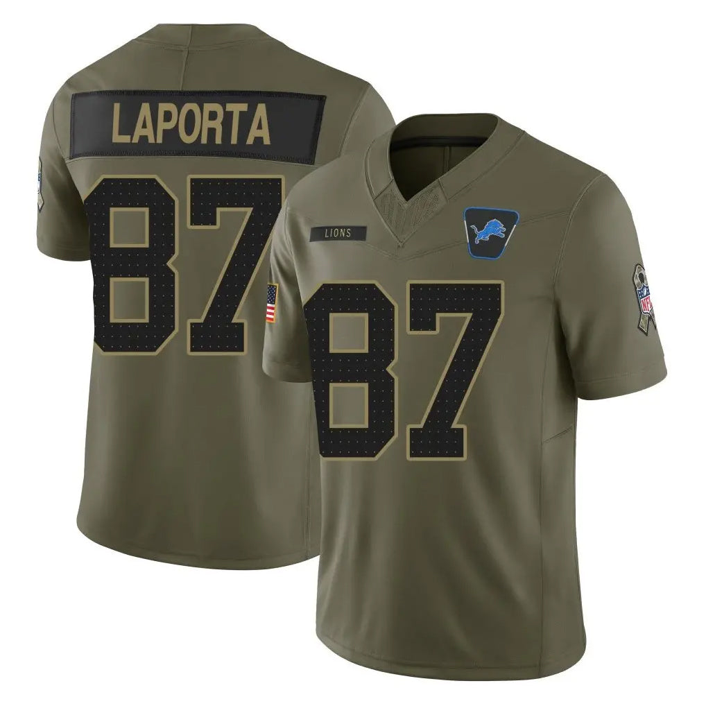 tocy D.Lions #87 Sam LaPorta Player Olive 2025 Salute To Service Limited Home Game Stitched Jerseys