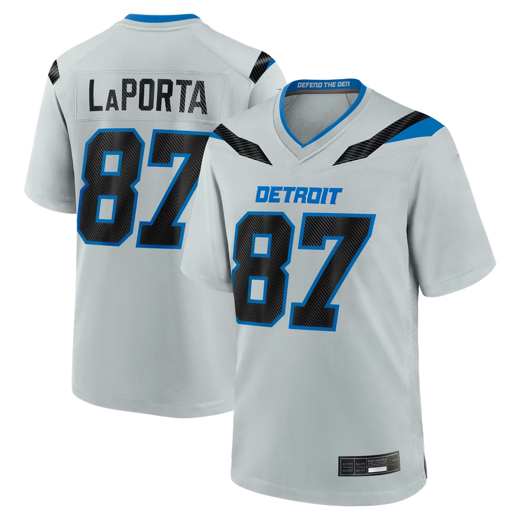 Tocy D.Lions #87 Sam LaPorta Silver 2026 Rivalries Collection Game Stitched Jerseys
