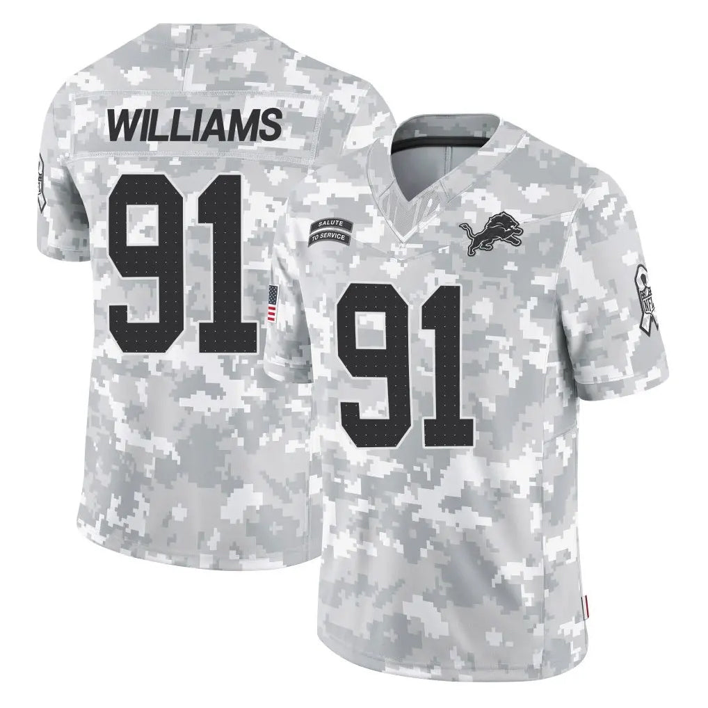 tocy D.Lions #91 Tyleik Williams Player Arctic Camo Salute To Service Limited Stitched Jerseys
