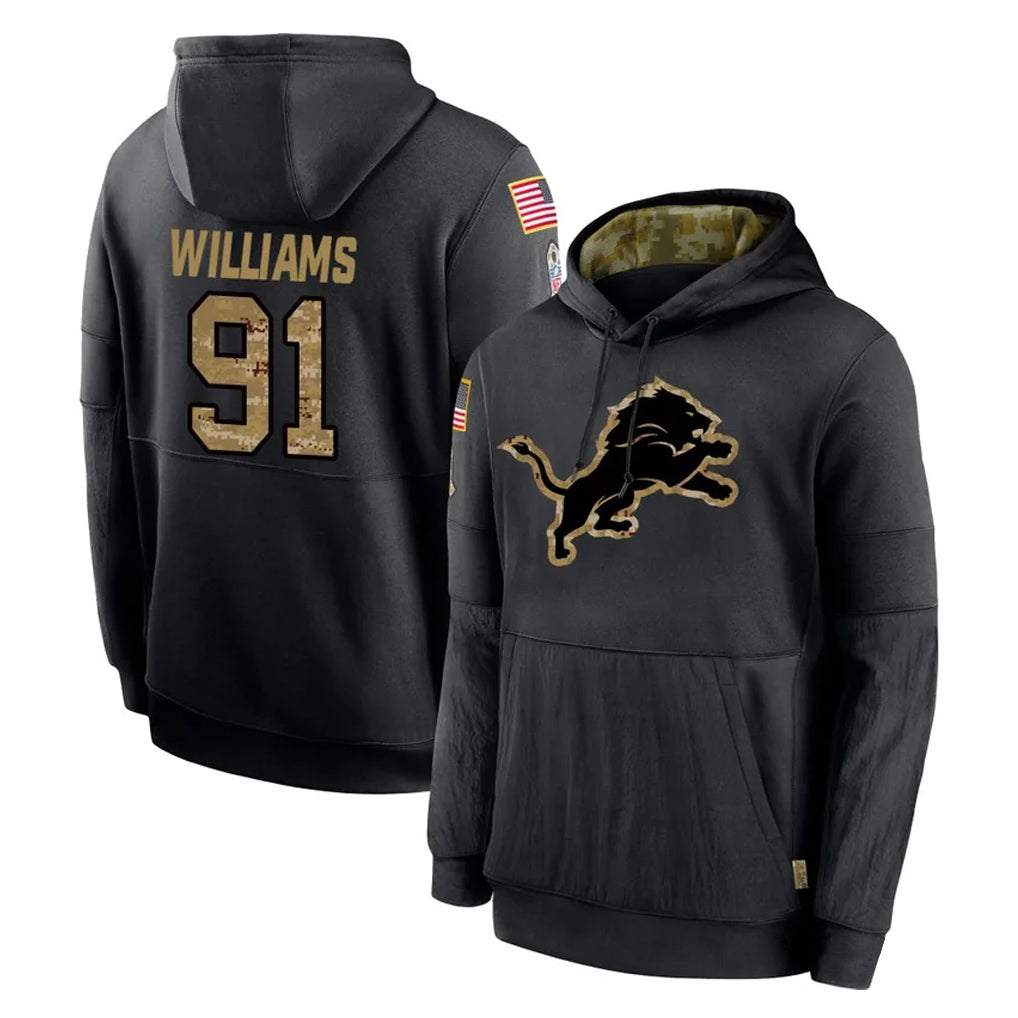 tocy D.Lions #91 Tyleik Williams Player Black Salute to Service Hoodies Limited Game Stitched Jerseys