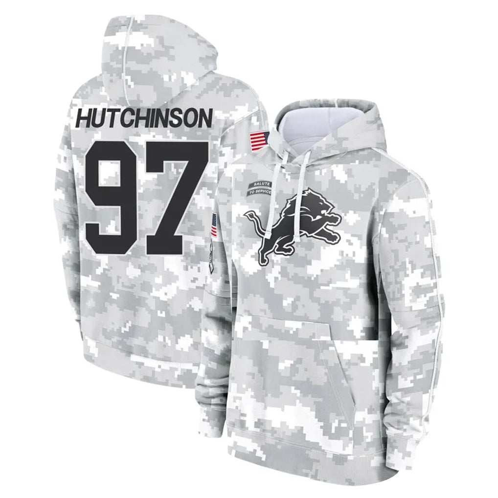 tocy D.Lions #97 Aidan Hutchinson Player Arctic Camo Salute to Service Hoodies Limited Game Stitched Jerseys