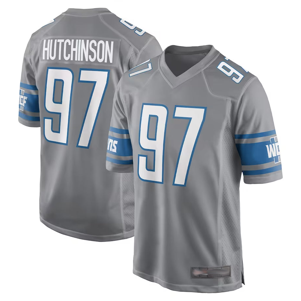 tocy D.Lions #97 Aidan Hutchinson Player Gray Home Game Stitched Jerseys